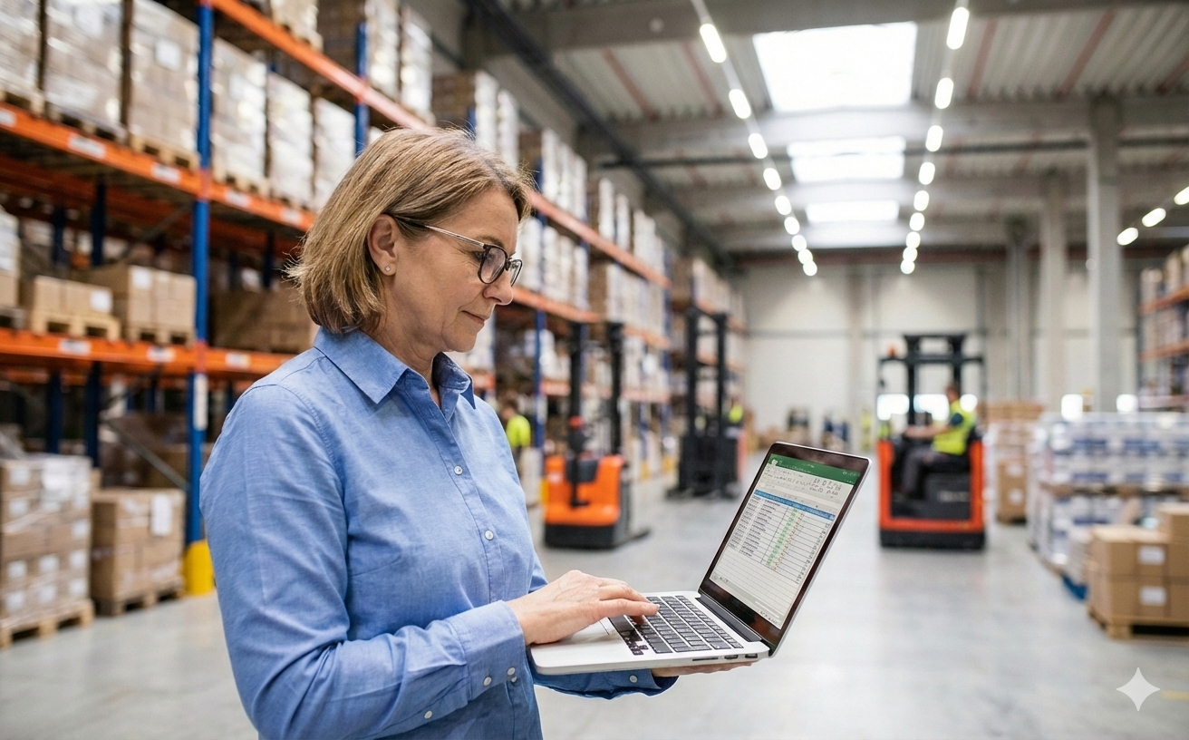 Woman ordering against inventory